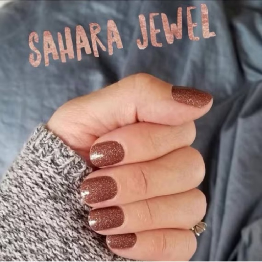 Color Street SAHARA JEWEL Brown & Copper Glitter Nail Strips Set - Picture 6 of 8